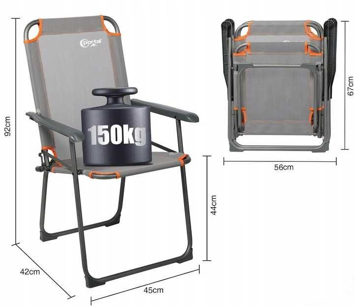 Krzesła Kempingowe Zestaw 2 Składanych Krzeseł Kempingowych PORTAL