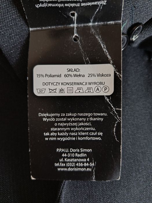 48 Doris Simon Czarna grafitowa marynarka męska
