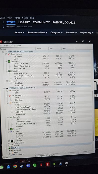 Computador portátil gaming rtx 3070 17.3 polegadas