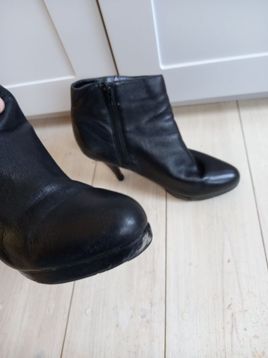 Czarne botki buty Aldo 39 wysoki obcas skórzane