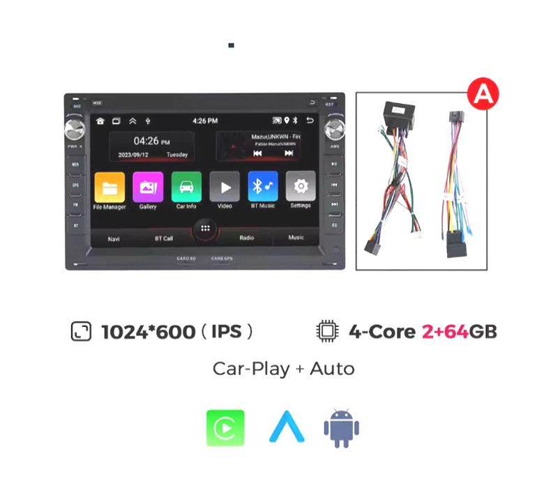 AUTO RADIO ANDROID 14 2DIN 7" PARA SEAT SKODA VOLKSWAGEN VW USB GPS TACTIL HD
