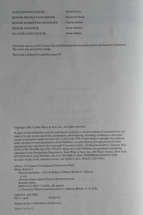 Physical Chemistry (Silbey & Alberty), 3.ª edição