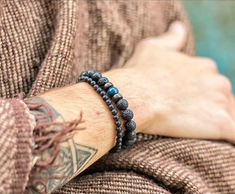 Pulseira Masculina Moon - Pedra Vulcânica - Pulseiras Me4You