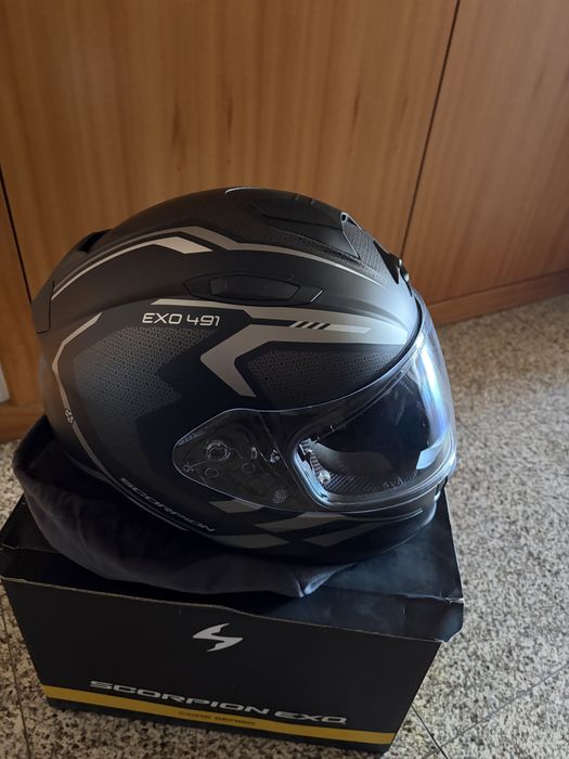 Capacete SCORPION Exo-491 Kripta Matt Black / Silver