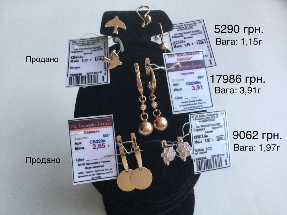 Серьги. Золото 585 пробы. Новые.