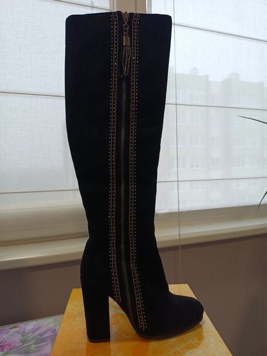 Ботфорти єврозима нові, 38р, шкіра/цегейка