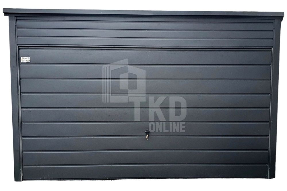Garaż Blaszany 4X7 Brama Uchylna Antracyt Dach Spad W Tył Tkd197