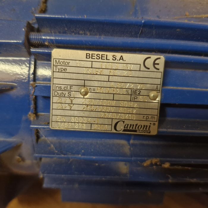 Besel 2siek 80-2b  silnik elektryczny 1,1/1,3kw 230/400v 2840/3410 obr