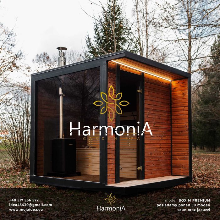 sauna kwadratowa, fullglass, thermowood, piec , dostępna, PROMOCJA, EKSPOZYCJA