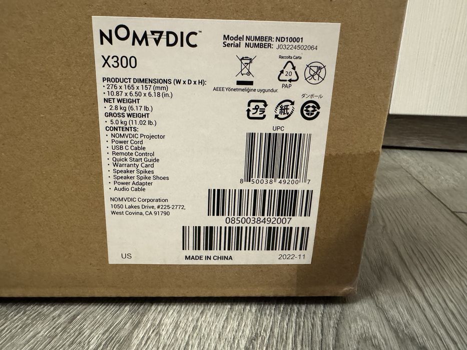 Портативний проектор Nomvdic X300 з звуковою системой Harman Kardon