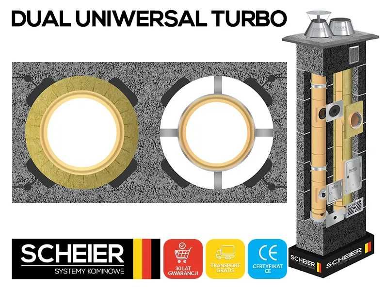 System ceramiczny komin DUAL TURBO fi 160 + fi 100 8m zestaw 2K gaz