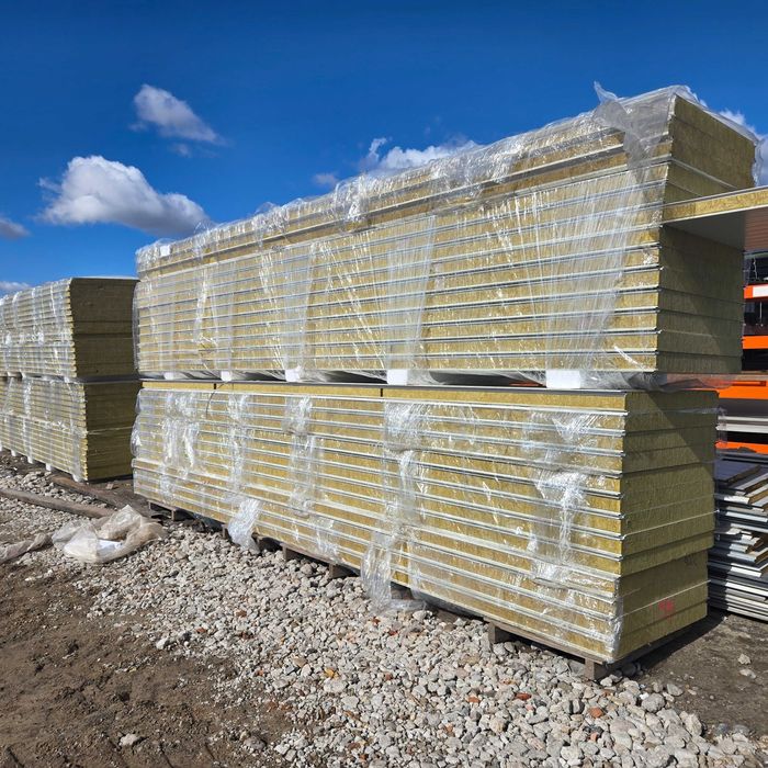 Płyta warstwowa 120mm WEŁNA P.POŻ II gat, NOWA biała/biała