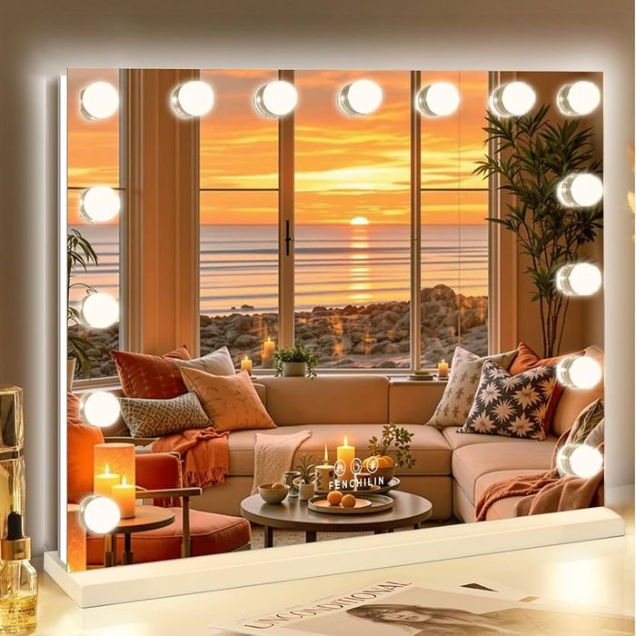 FENCHILIN Lustro Hollywood RGB,15 przyciemniane oświetlenia, 3 tryby