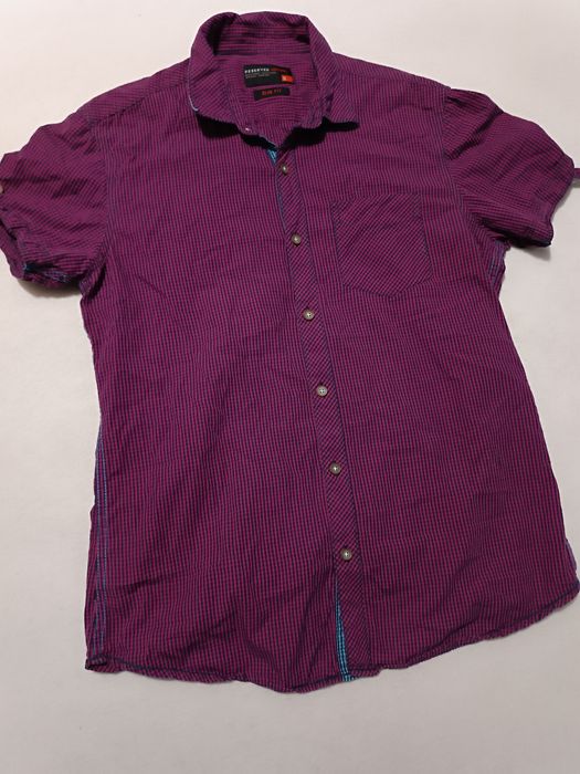 Koszula Reserved japparel slim fit S. bordowo czarna