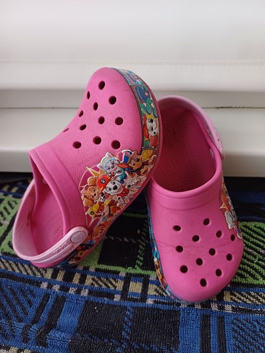 Рожеві шльопанці сабо крокси Crocs з дизайном Щенячий патруль С11 28