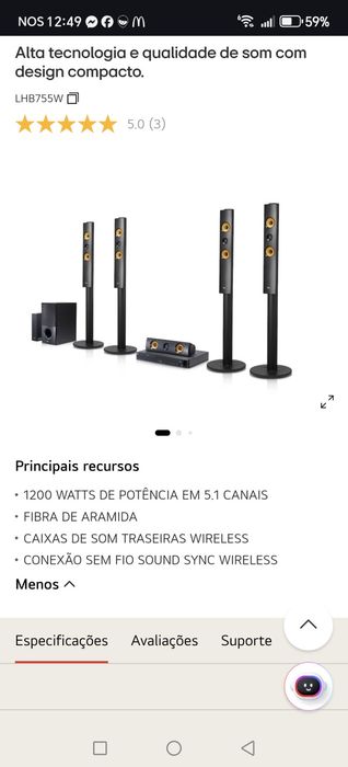 Home Cinema LG LHB 755W 1200 Watts