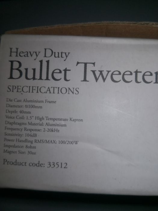Par de M.N.C. Bullet Tweeter  - Reservado200 W 8 Ohm code 33512