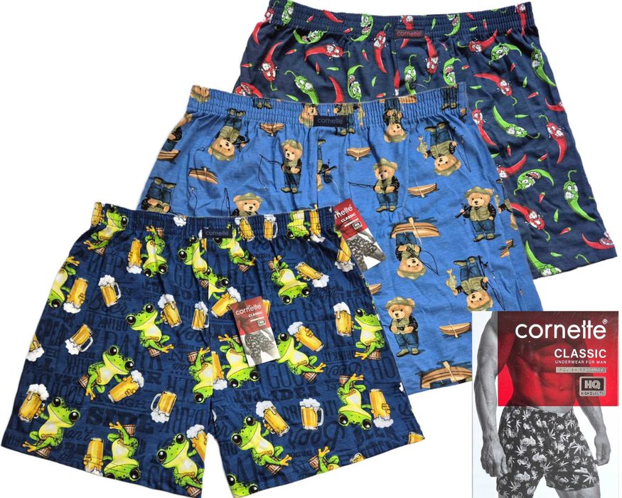 Bokserki Męskie Luźne Bawełniane Cornette Classic rozm. XL 3-pak.