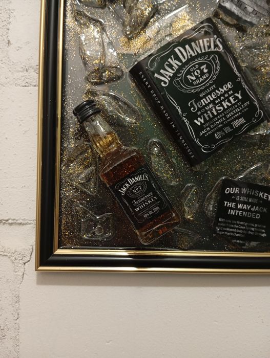 Obraz Jack Daniels prezent ozdoba whisky steampunk żywica popart loft