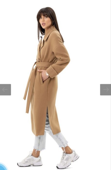 Пальто кемел коричневое жіноче бежеве кашемір коричневе демісезон 42