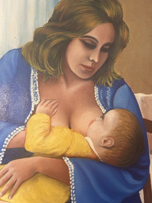 Obraz olejny na płótnie Matka karmiąca