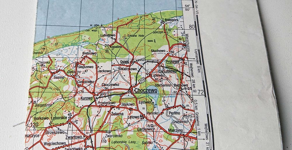 Łeba i Lębork - Mapa topograficzna Polski- 1993 rok