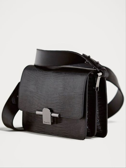 Mala Massimo Dutti Pele Genuína Estruturada Três Compartimentos