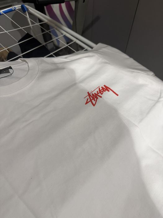 Bialy t-shirt stussy