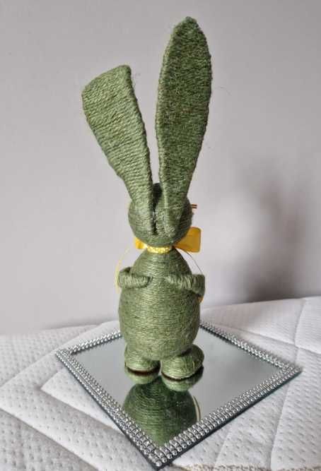 Zając wielkanocny ze sznurka święta ozdoba wielkanocna hand made