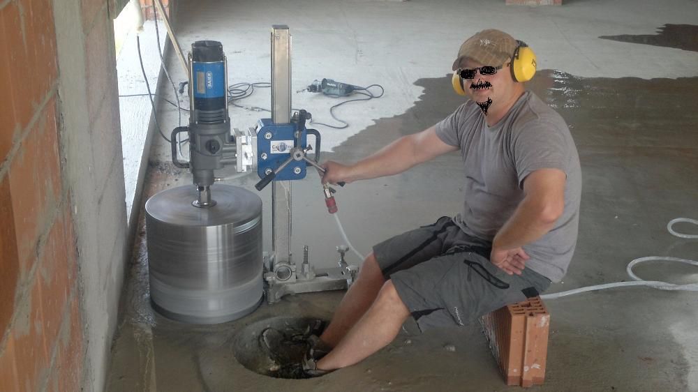 Wiercenie w betonie, żelbecie, odwierty, przewierty, otwory, wiertnica
