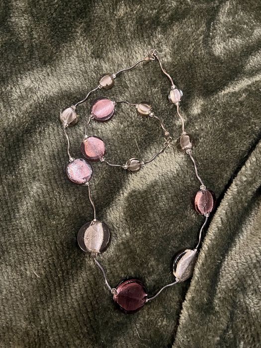 Srebro i szklo murano. Srebrny 925 komplet naszyjnik i bransoletka