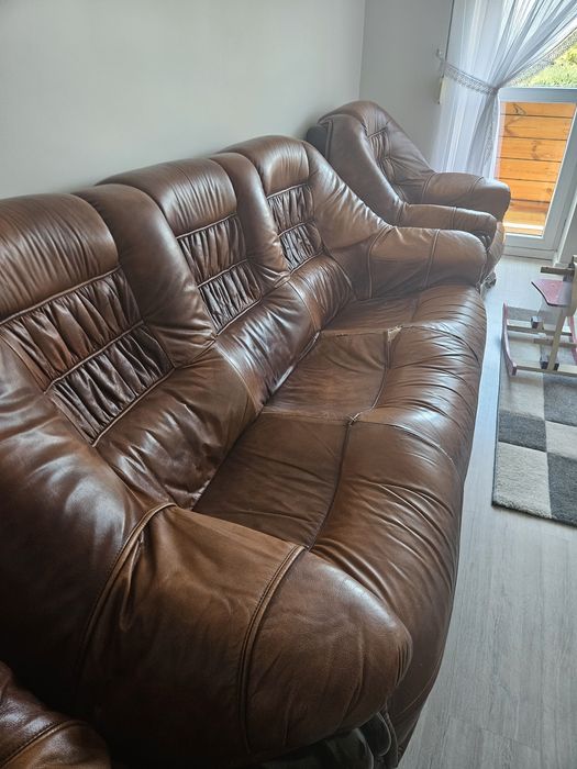 Kanapa i 2 fotele skórzane