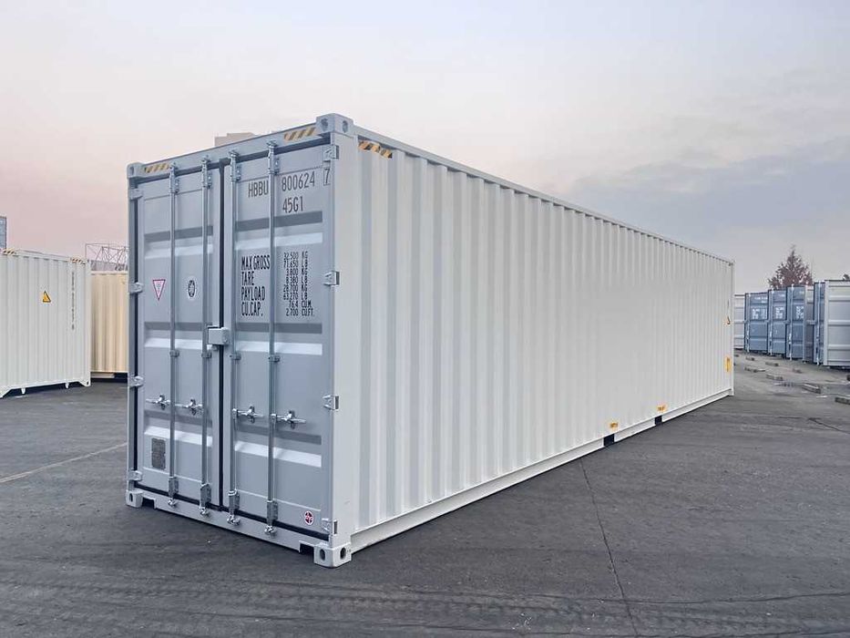 Kontener morski 40'HC, nowy, One Way, jasnoszary.