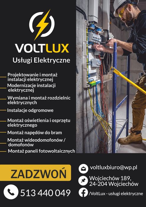 Usługi elektryczne-- elektryk- fotowoltaika- odgromówka- rekuperacja