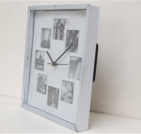 Relógio de Parede Decorativo com Molduras para Fotos – Design Moderno -  NOVO