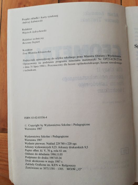 Geometria dla klasy 2 liceum ogólnokształcącego zawodowego technikum