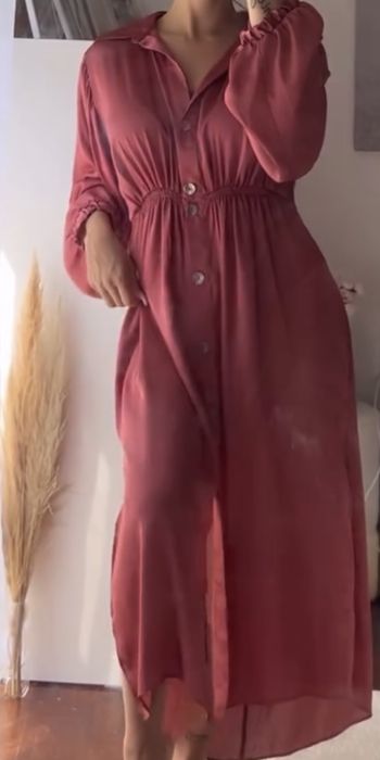 Vestido camisa acetinado