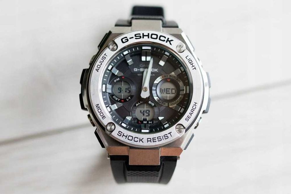 Casio G-Shock męski GST-S110-1ADR SOLAR zegarek srebrny