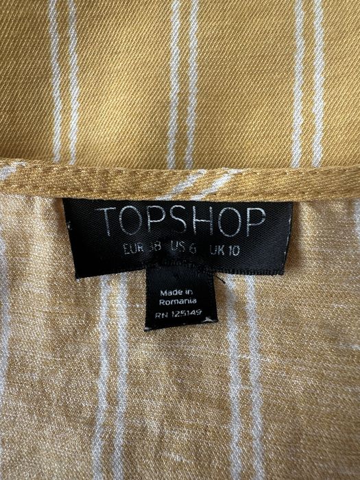 Żółta damska koszula bluzka w paski 65% wiskoza 12% len M 38 Topshop