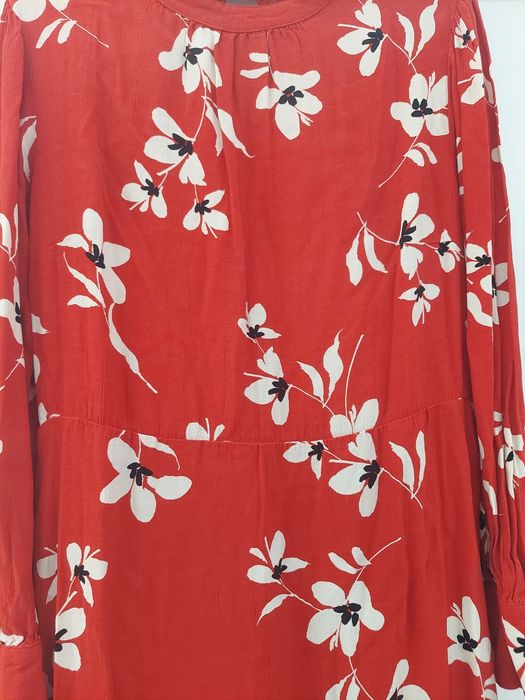 Sukienka Next mocna czerwień w kwiaty