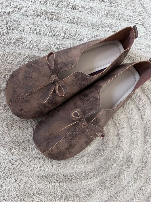 Mary Jane szerokie okrągłe noski mokasyny r.37 wkł.24cm barefoot kokarda