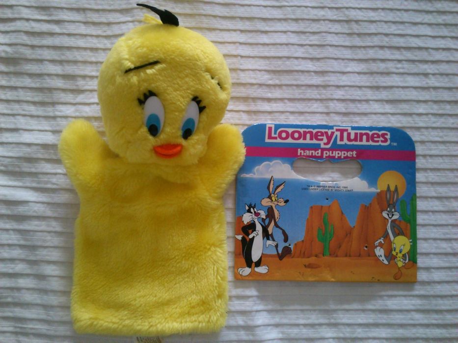 Marioneta de mão Tweety (Piu-Piu) da Warner Bros.1990, Made in Korea