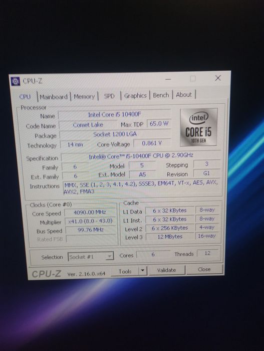 Процесор Intel S1200 Core i5-10400F (2.9GHz 6 Core 12)