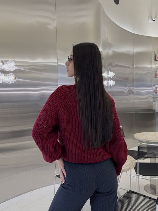 Светр вязаний бургунді one size