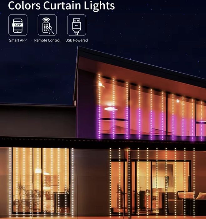 Смарт гірлянда штора 3х2 м RGB