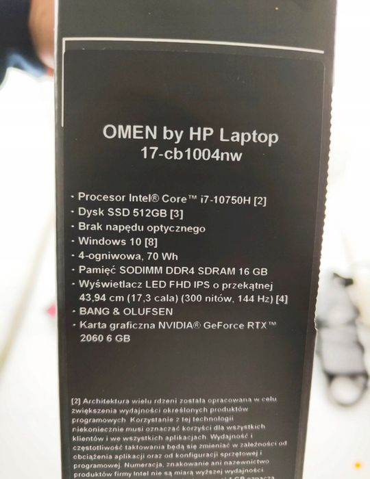 Laptop Omen 17’ 16gb i7-10750h 512gb
