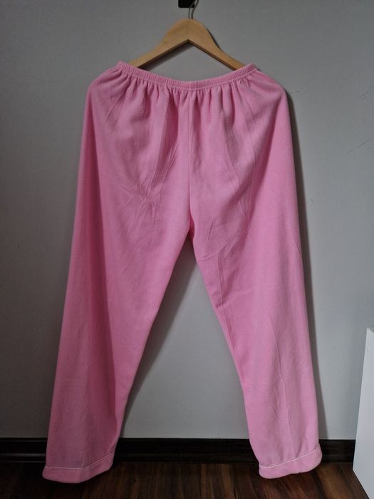 Różowe spodnie piżamowe z polaru, luźny krój, S, M, L