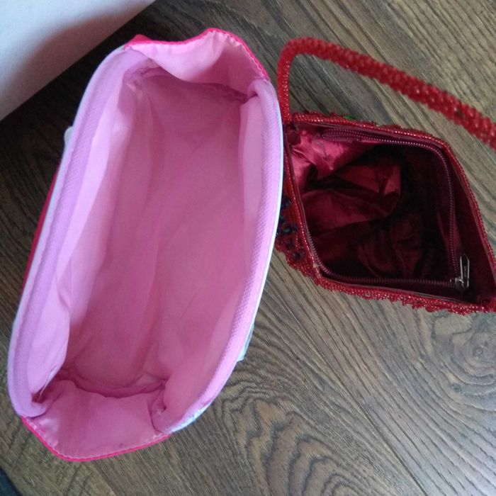 Школьная детская сумка клатч мех бисер паетки