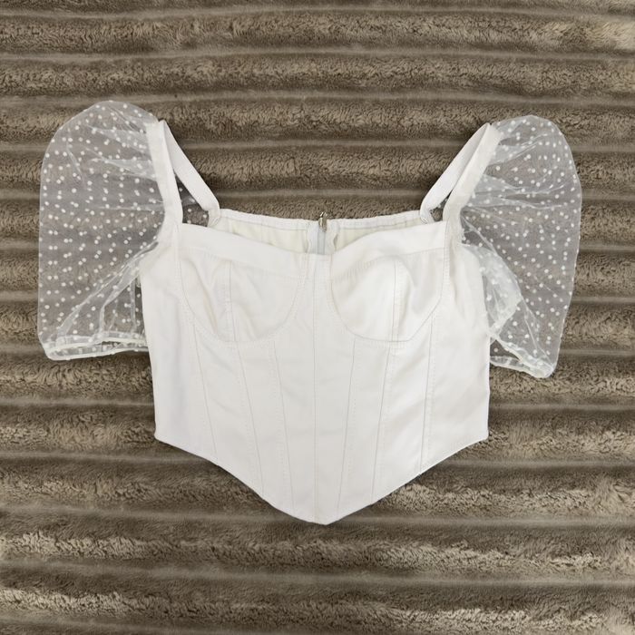 Білий шкіряний корсетний топ корсет