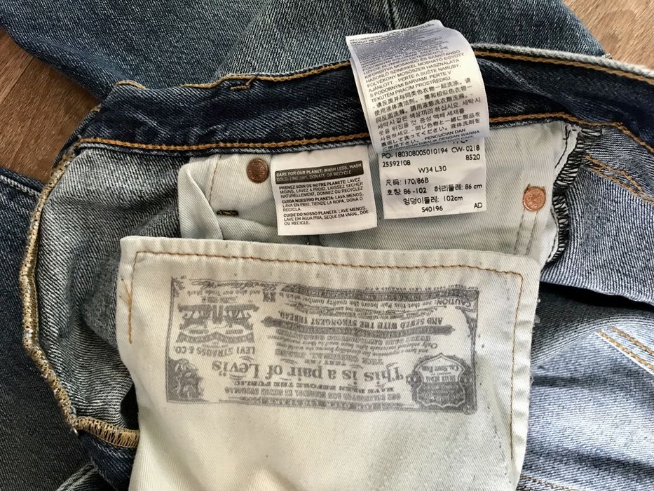 Levis 501 w34l30